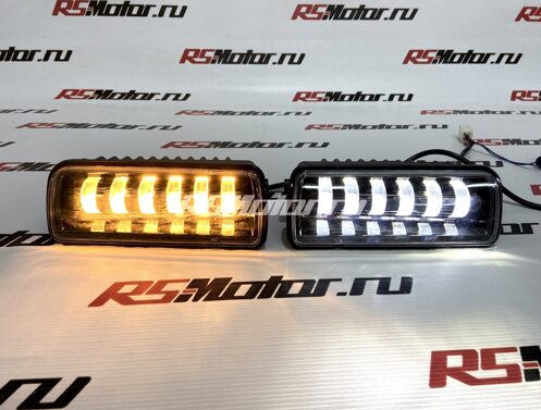 Светодиодные LED подфарники Sal-Man 6 полос (ДХО, бегающий поворотник, прожектор) для Лада Нива 4х4, URBAN, BRONTO
